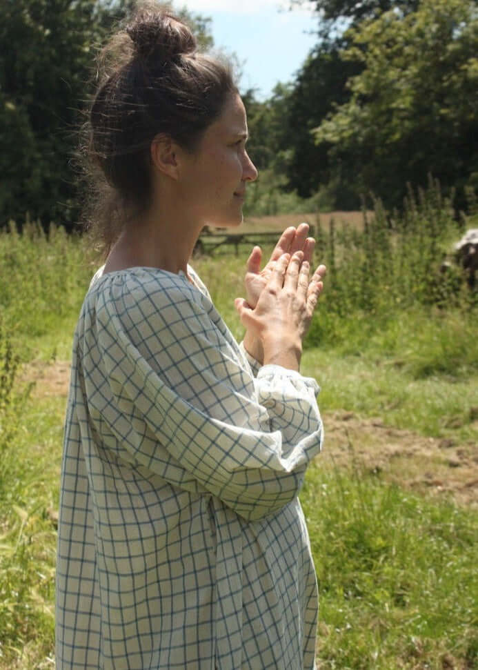 
                  
                    Grace Dress in light blue check
                  
                