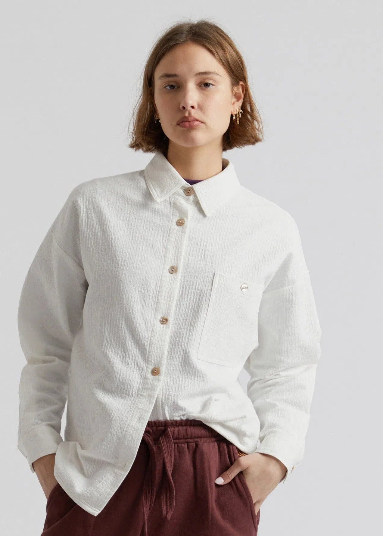 HANAKO - Organic Cotton Seersucker Shirt White