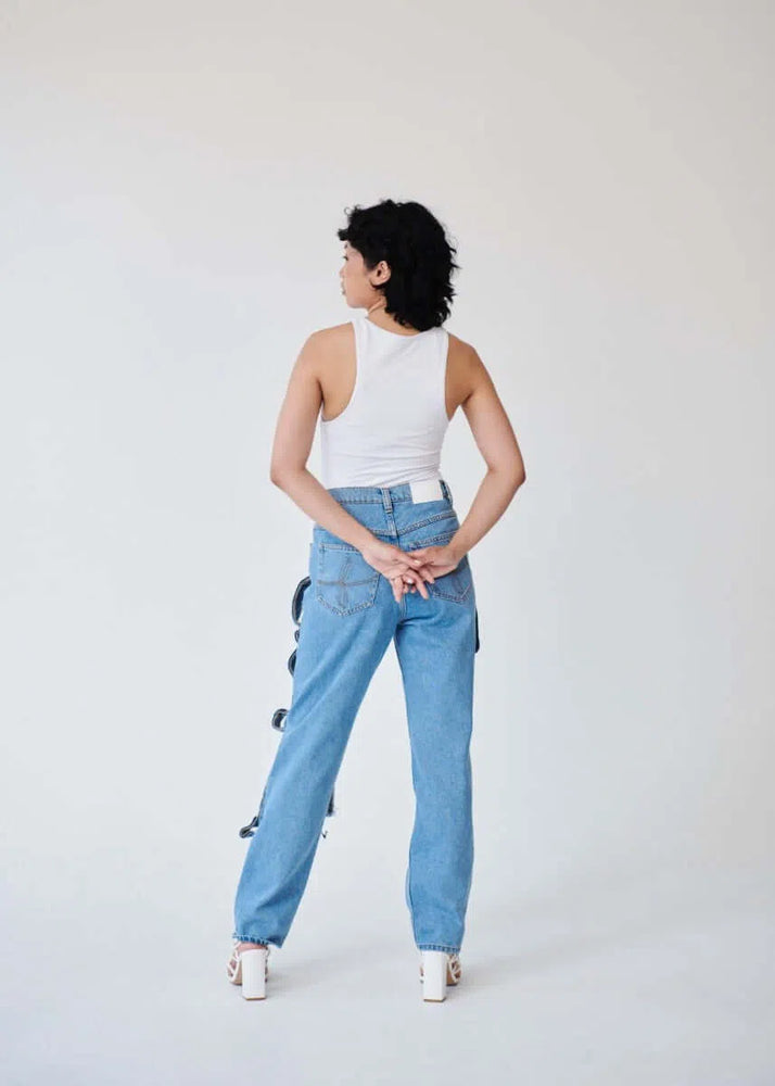 
                  
                    High Waisted Organic Denim Trimmed Jeans
                  
                