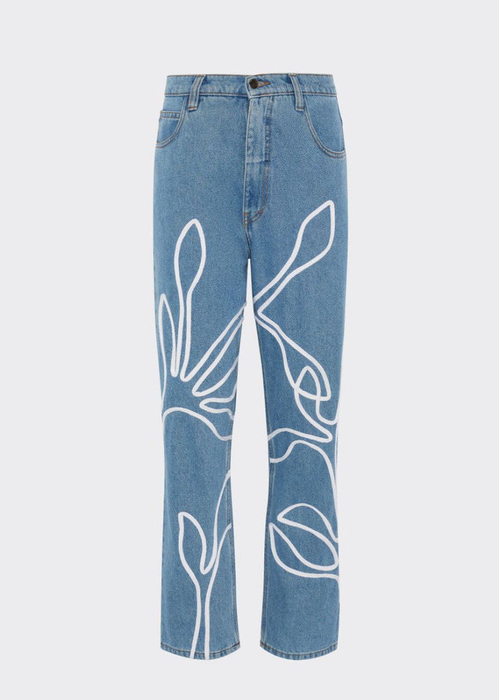 
                  
                    High Waisted Organic Mom Fit Floral Trim Jeans
                  
                