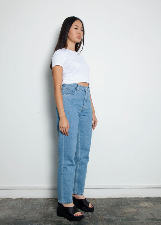 High Waisted Organic & Recycled Mom Fit Plain Jeans