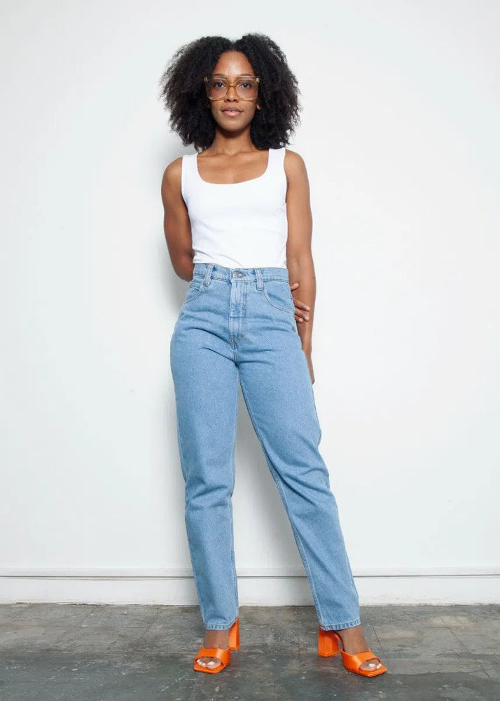 
                  
                    High Waisted Organic & Recycled Mom Fit Plain Jeans
                  
                