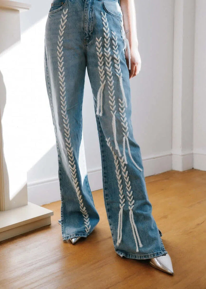 
                  
                    High Waisted Upcycled Thread Wide Leg Jeans
                  
                