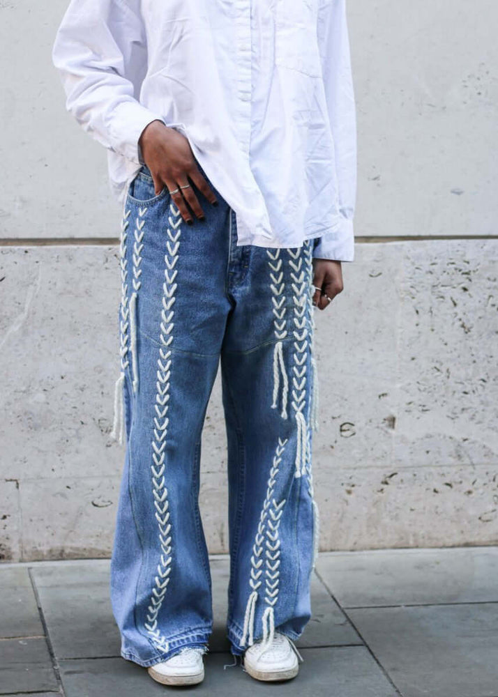 
                  
                    High Waisted Upcycled Thread Wide Leg Jeans
                  
                