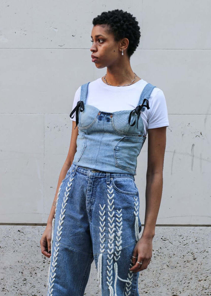 
                  
                    High Waisted Upcycled Thread Wide Leg Jeans
                  
                