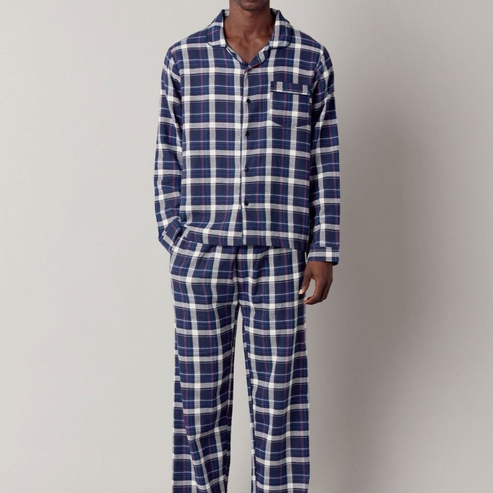 JIM JAM Mens GOTS Organic Cotton Pyjama Set - Dark Navy