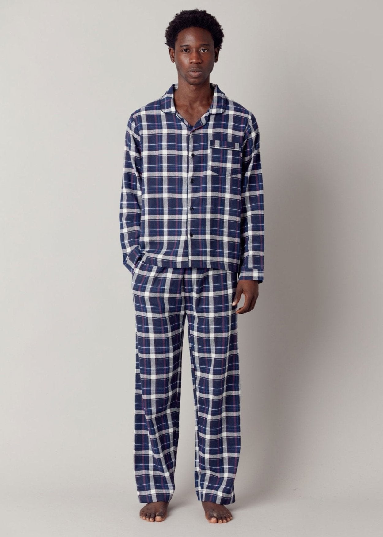 JIM JAM Mens GOTS Organic Cotton Pyjama Set - Dark Navy