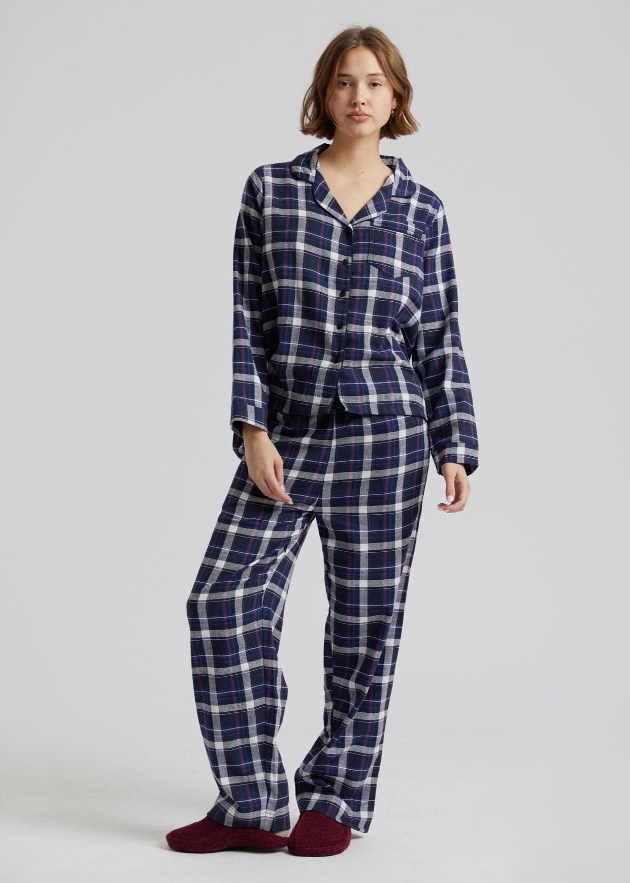 JIM JAM Womens Organic Cotton Pyjama Set - Dark Navy