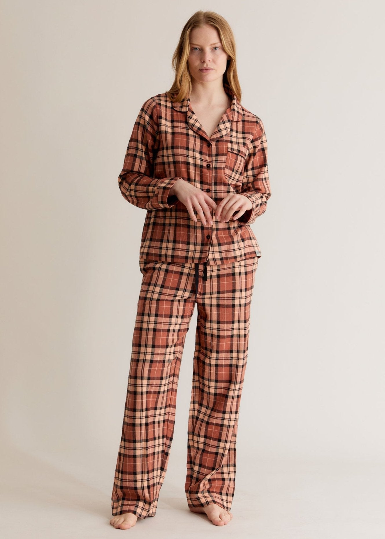 JIM JAM Womens Organic Cotton Pyjama Set - Clay