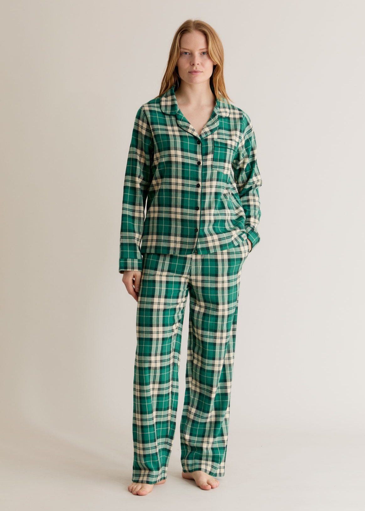 JIM JAM Womens Organic Cotton Pyjama Set - Green