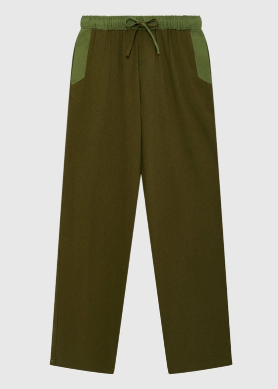 JOSHUA - Organic Cotton Trouser Green Patchwork