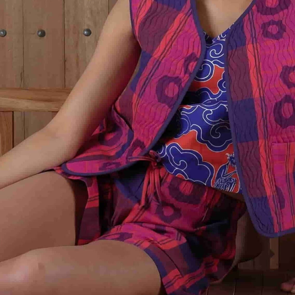 
                  
                    Jacquard Red Pink Blue Shorts
                  
                