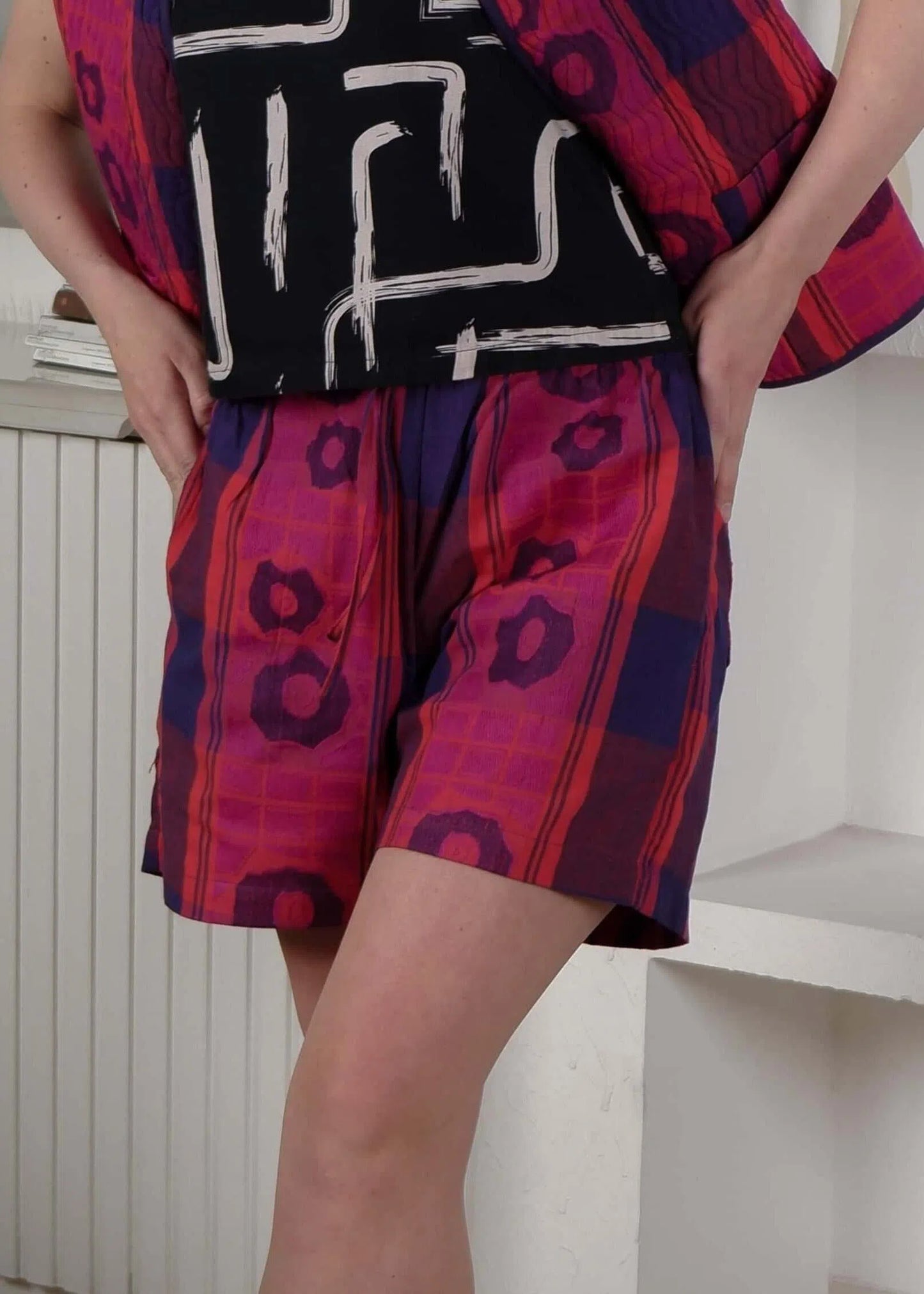 Jacquard Red Pink Blue Shorts