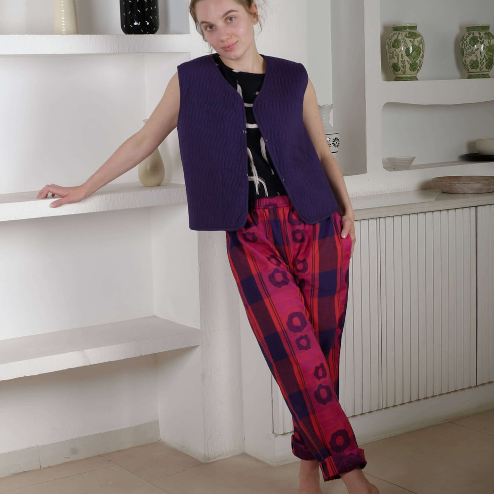 
                  
                    Jacquard Red Pink Blue Trousers
                  
                