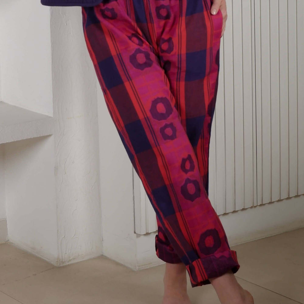 Jacquard Red Pink Blue Trousers