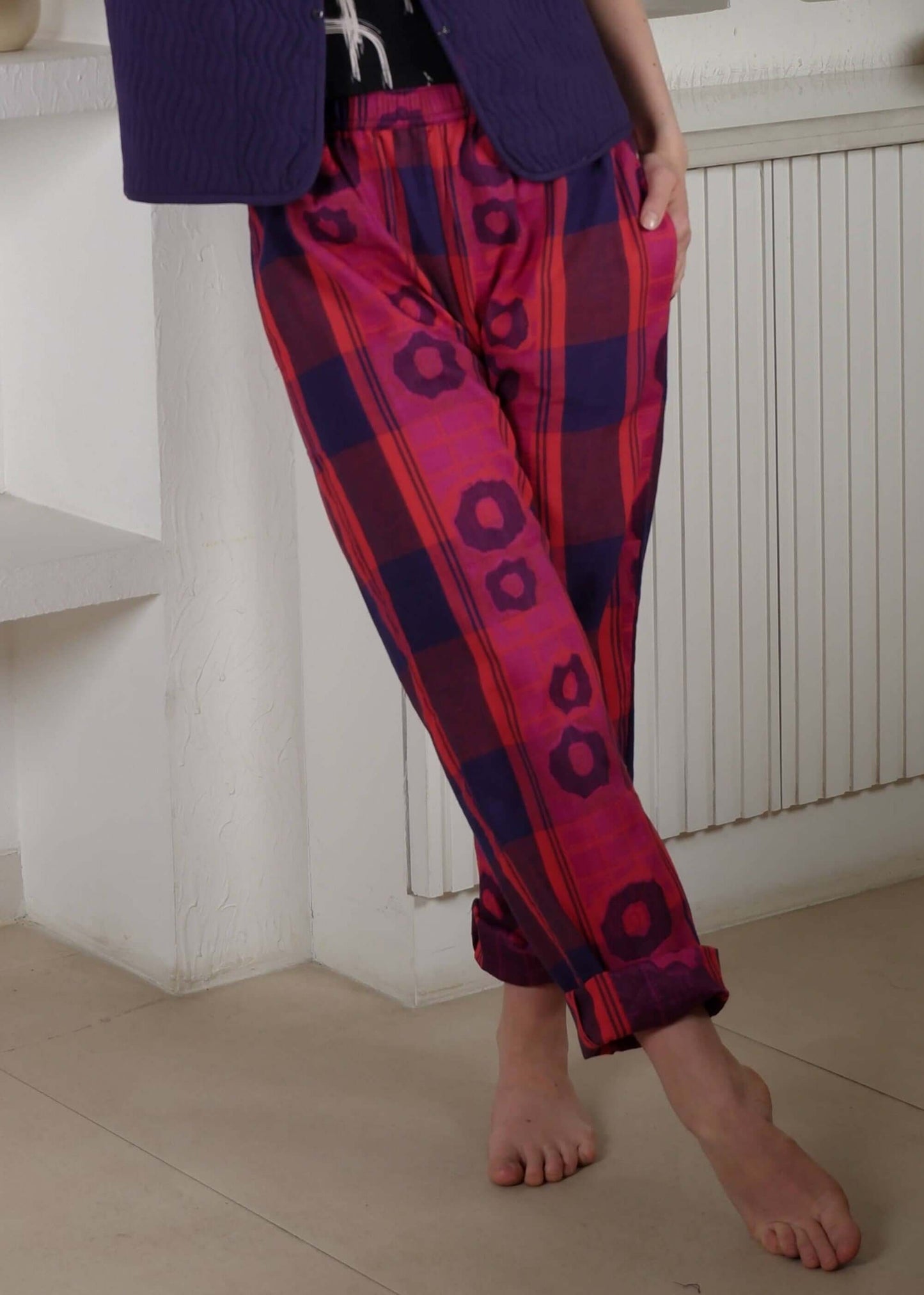 Jacquard Red Pink Blue Trousers