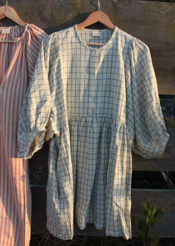 Jennifer Smock Dress in light blue check