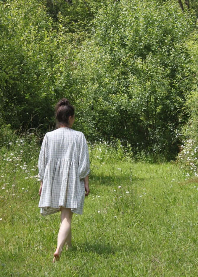 
                  
                    Jennifer Smock Dress in light blue check
                  
                