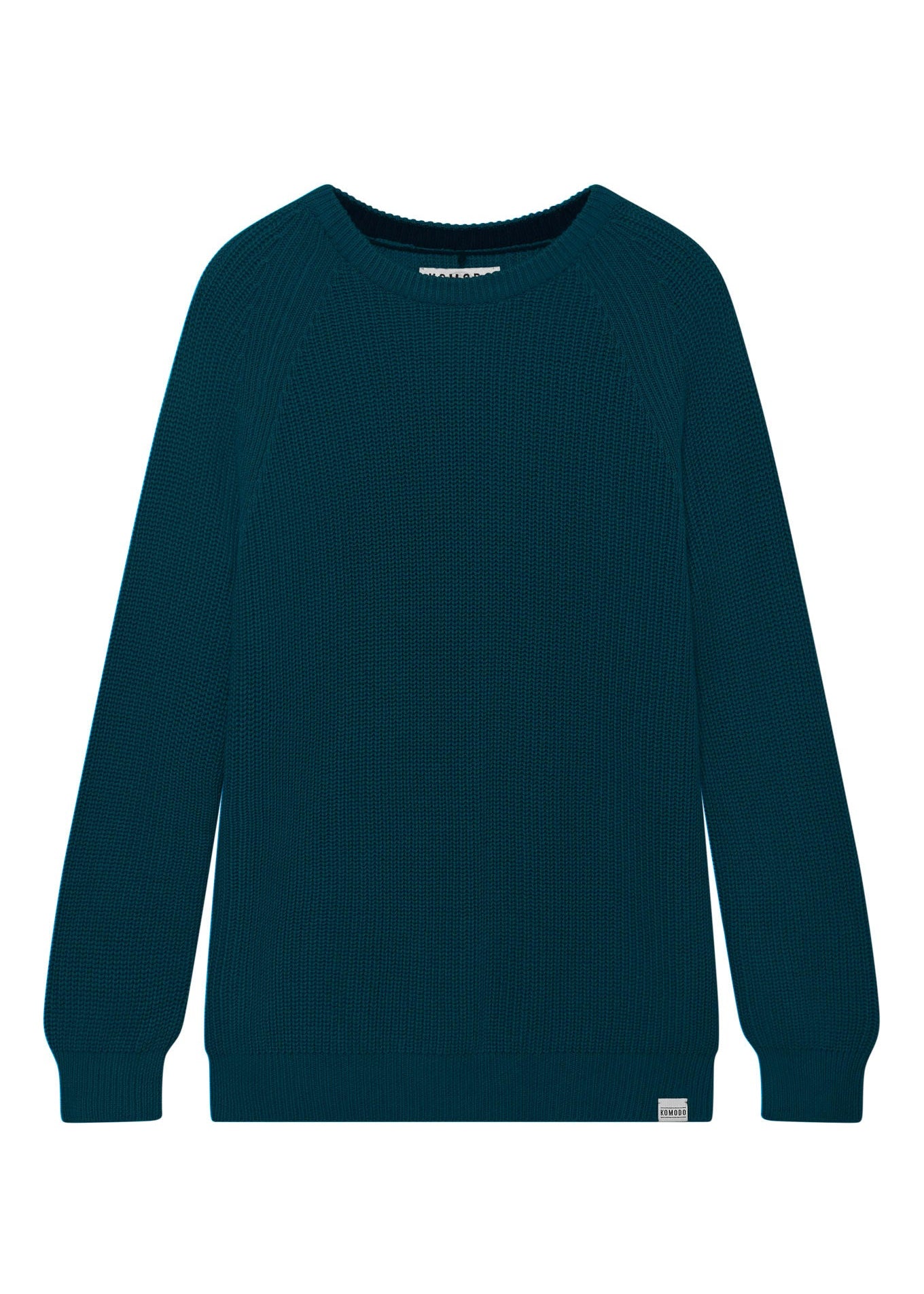 Teal sweater on a white background