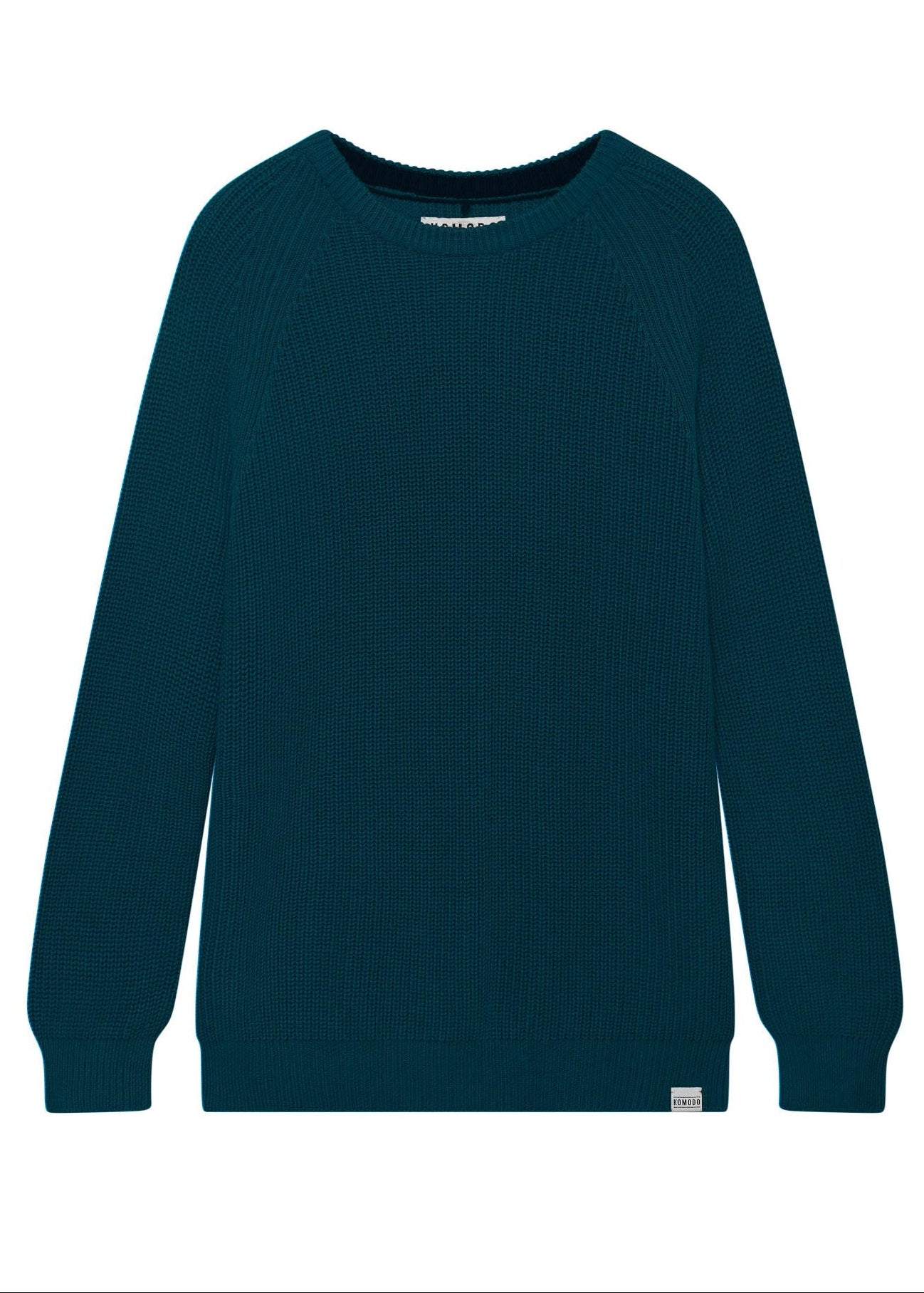 Teal sweater on a white background
