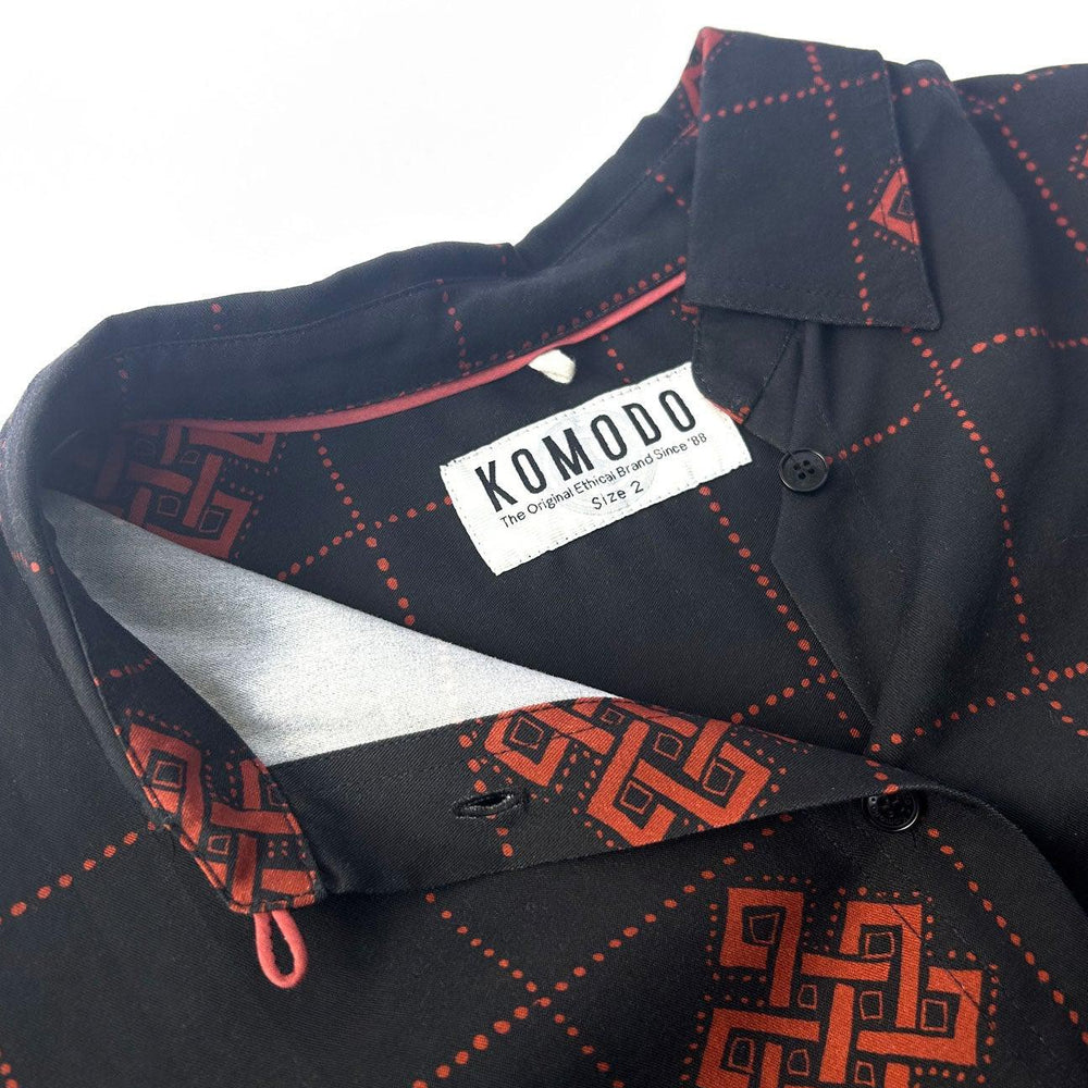 KENJI Tencel Shirt - Black Eternal Knot Print