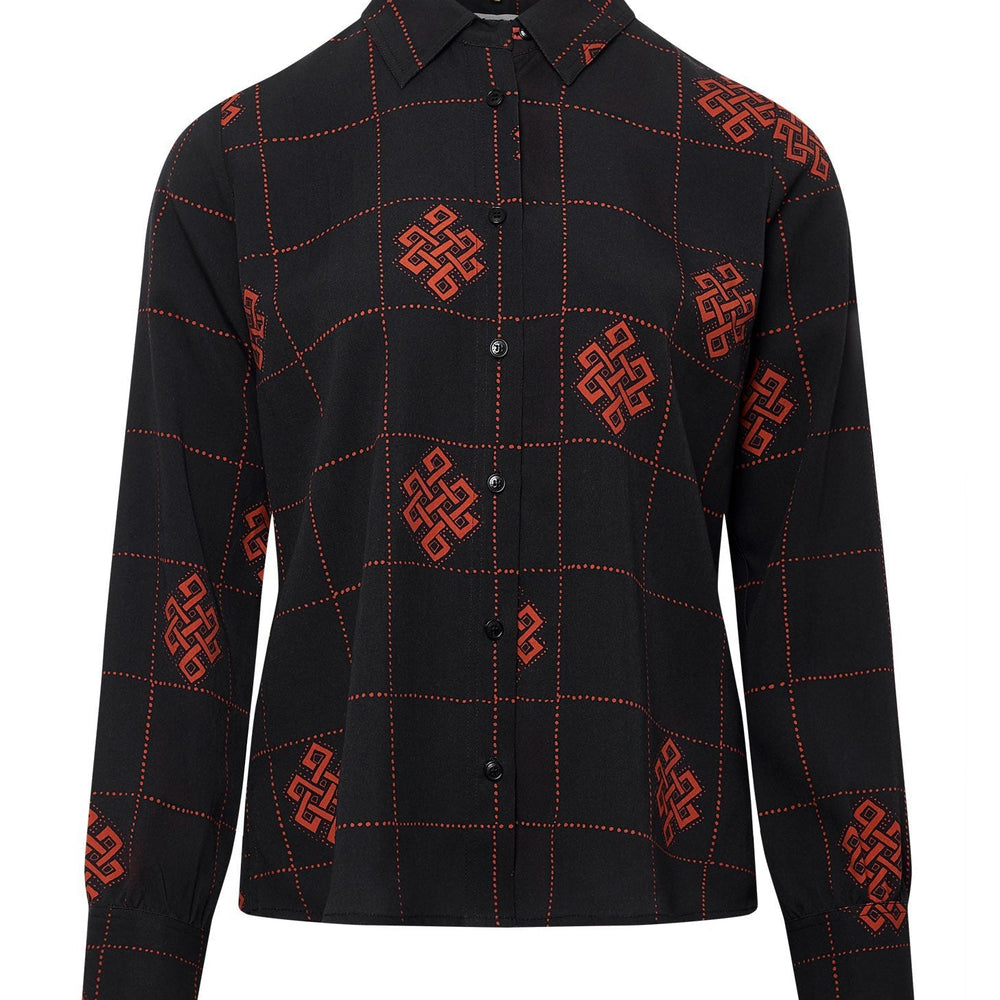 KENJI Tencel Shirt - Black Eternal Knot Print