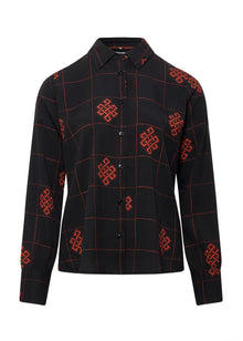  KENJI Tencel Shirt - Black Eternal Knot Print