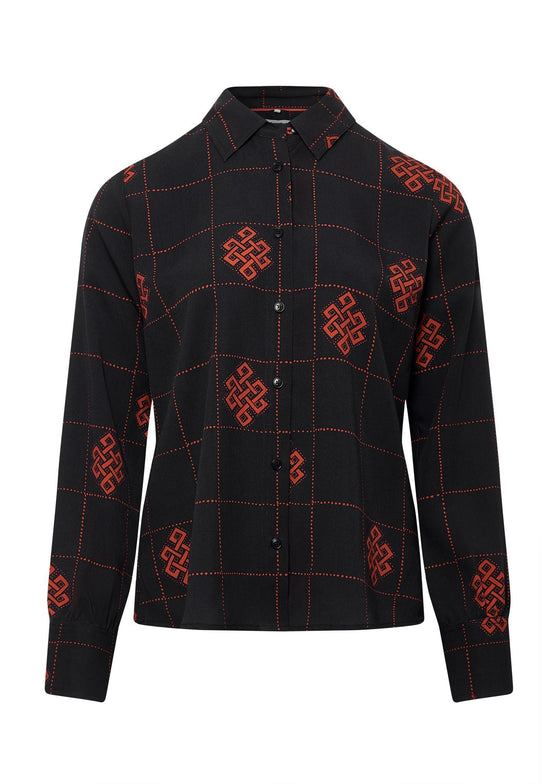 KENJI Tencel Shirt - Black Eternal Knot Print