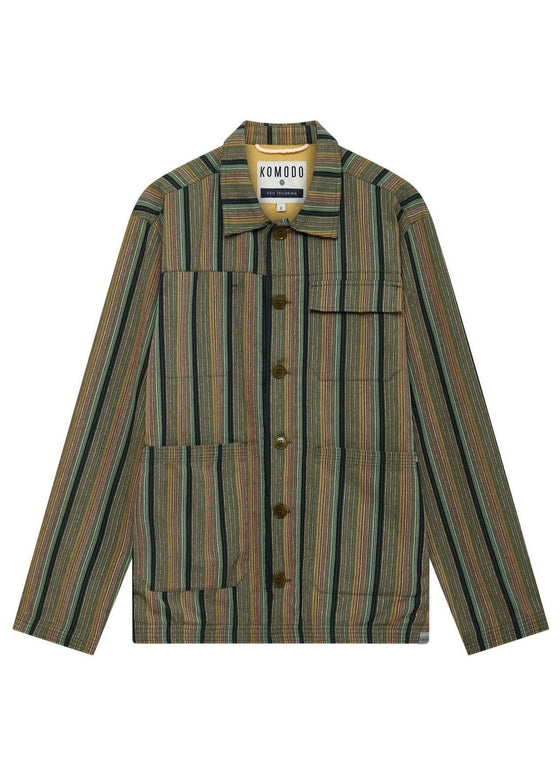 LANDON - Organic Cotton Jacket Green Stripe