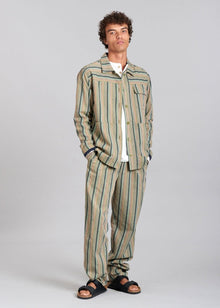  LANDON - Organic Cotton Jacket Green Stripe