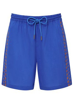 LEAH - Organic Cotton Embroidery Shorts Sapphire Blue