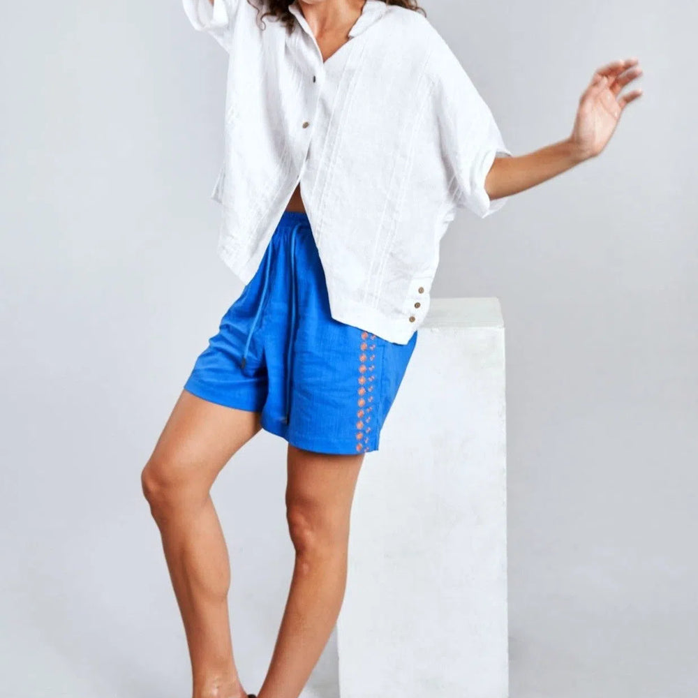 
                  
                    LEAH - Organic Cotton Embroidery Shorts Sapphire Blue
                  
                