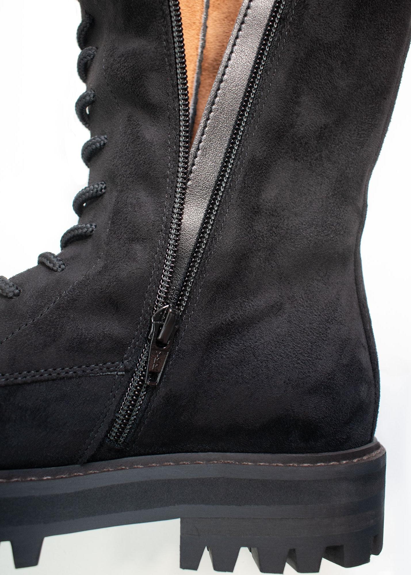 Lace-Up Vegan Suede High Boots