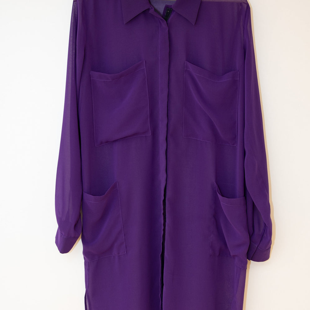 Long Line Chiffon Shirt dress- Purple