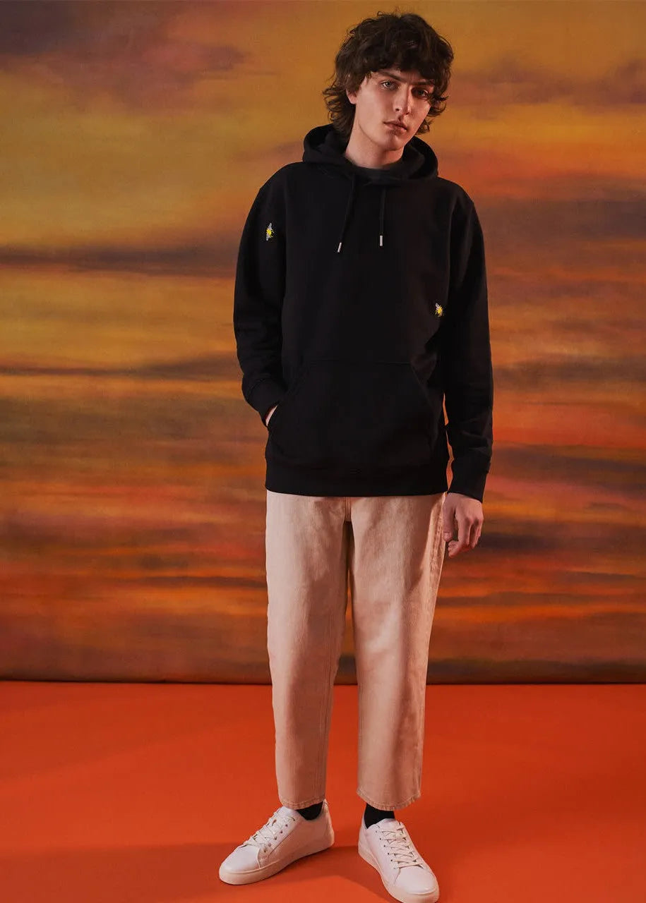 Men's Bee Embroidered Hoodie - Black