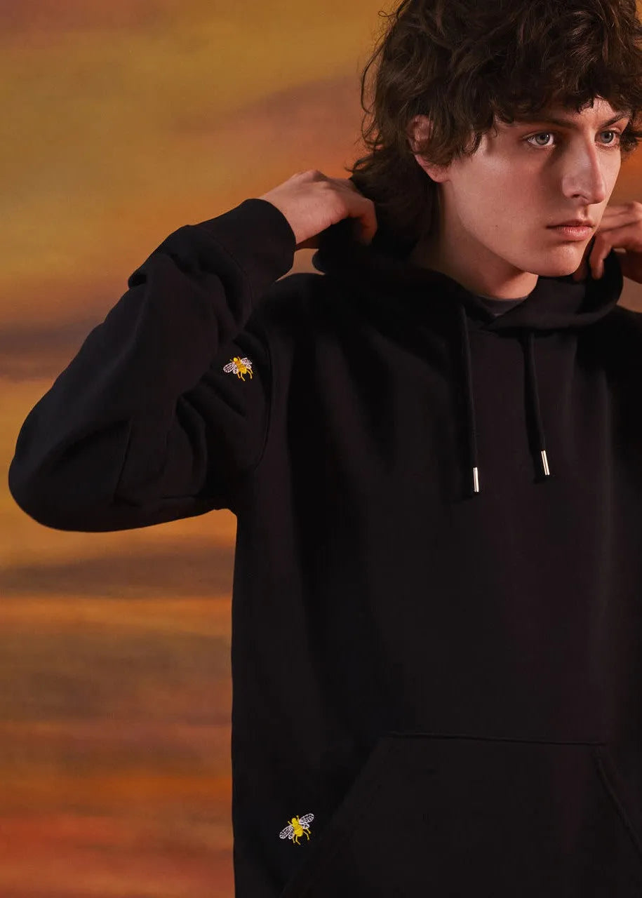 Men's Bee Embroidered Hoodie - Black