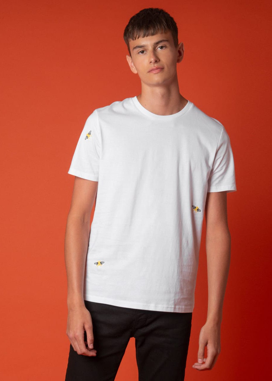 Men's Bee Embroidered T-Shirt - White