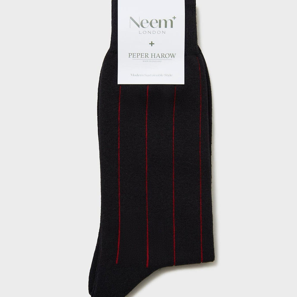 
                  
                    Recycled Cotton Pin Stripe Black/Red Socks
                  
                