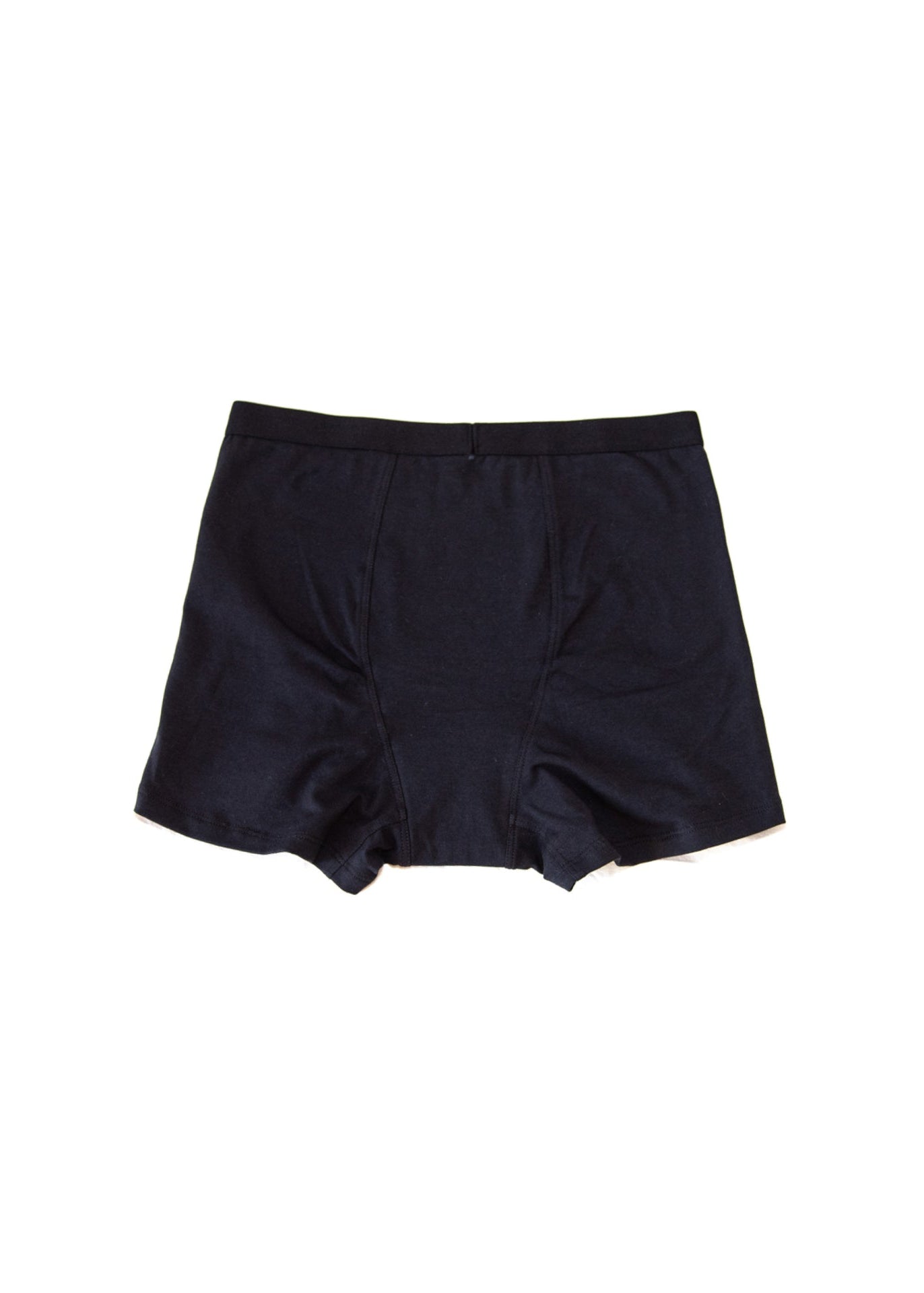 Black boxer briefs on a white background