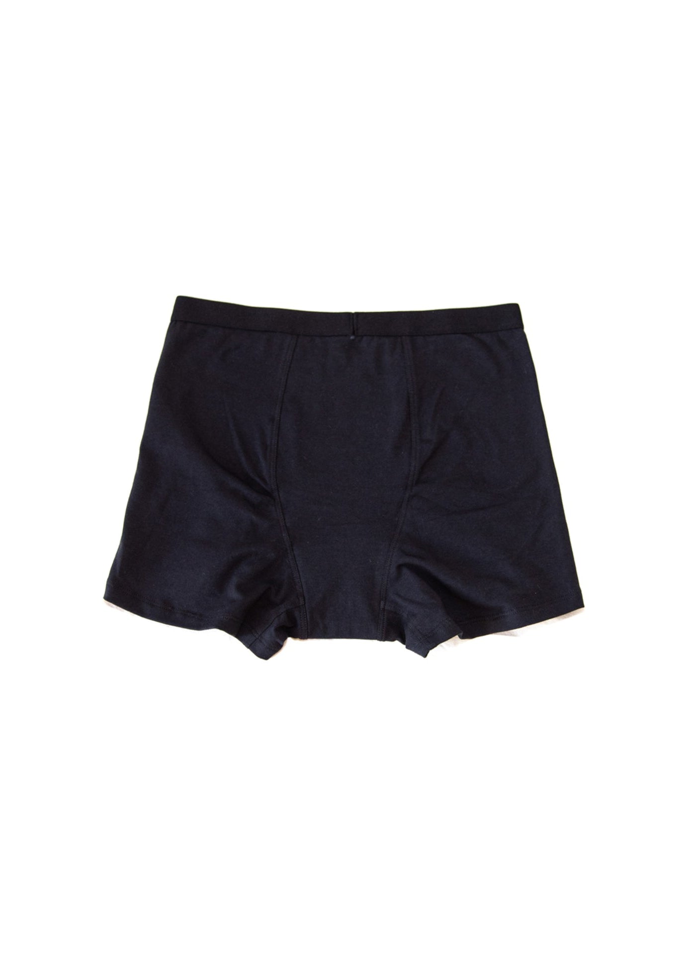 Black boxer briefs on a white background