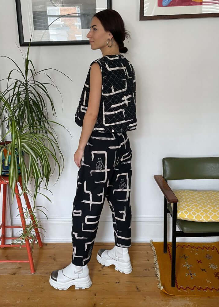 
                  
                    Organic Cotton & Linen Black & White Balloon Trousers
                  
                