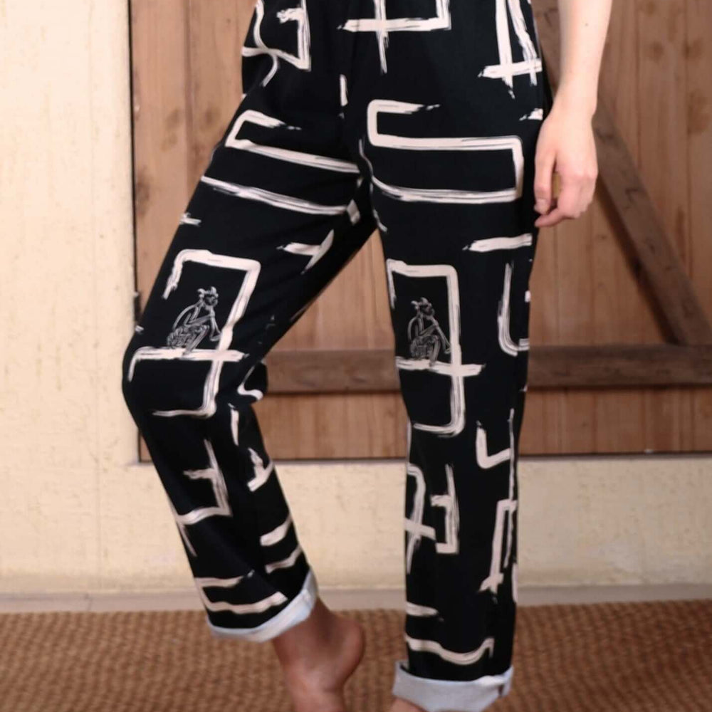 Organic Cotton & Linen Black & White Trousers