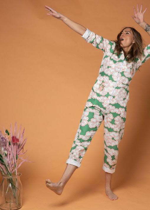 
                  
                    Organic Cotton & Linen Green Clouds Jumpsuit
                  
                