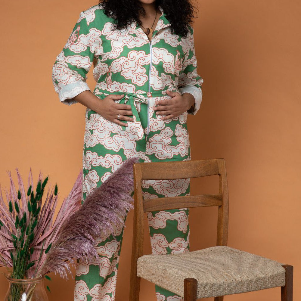 
                  
                    Organic Cotton & Linen Green Clouds Jumpsuit
                  
                