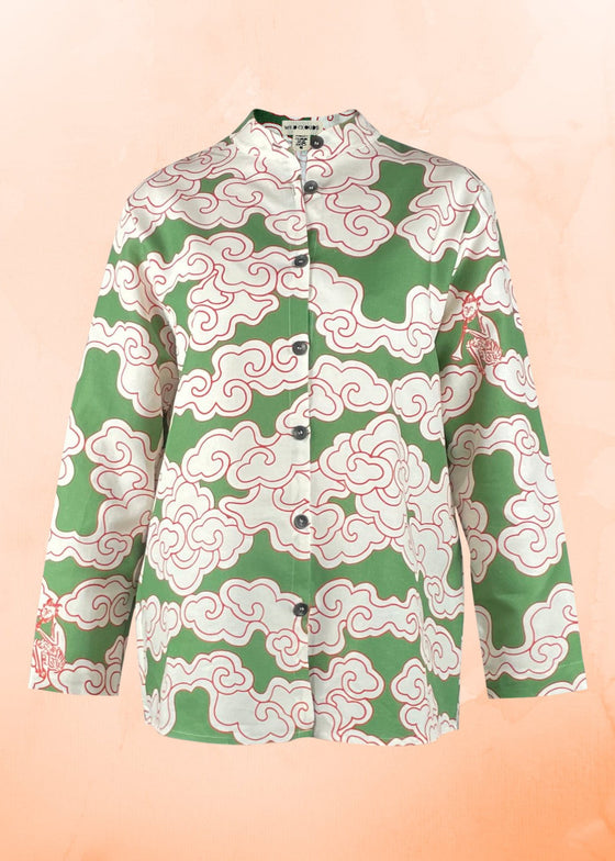 Organic Cotton & Linen Green Clouds Shirt