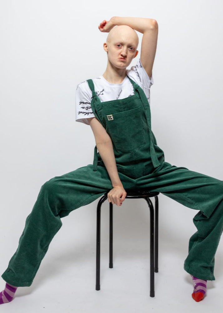 Original Dungaree: ORGANIC CORDUROY - Posy Green (Seated)