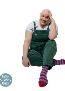  Original Dungaree: ORGANIC CORDUROY - Posy Green (Seated)