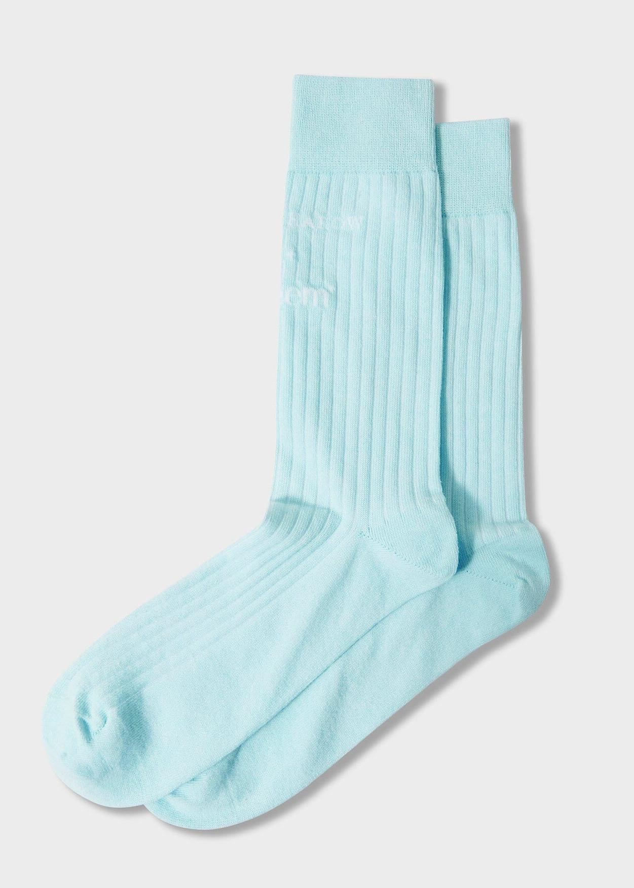 Recycled British Ribbed Cotton Sky Men's Socks Accessories Neem London 