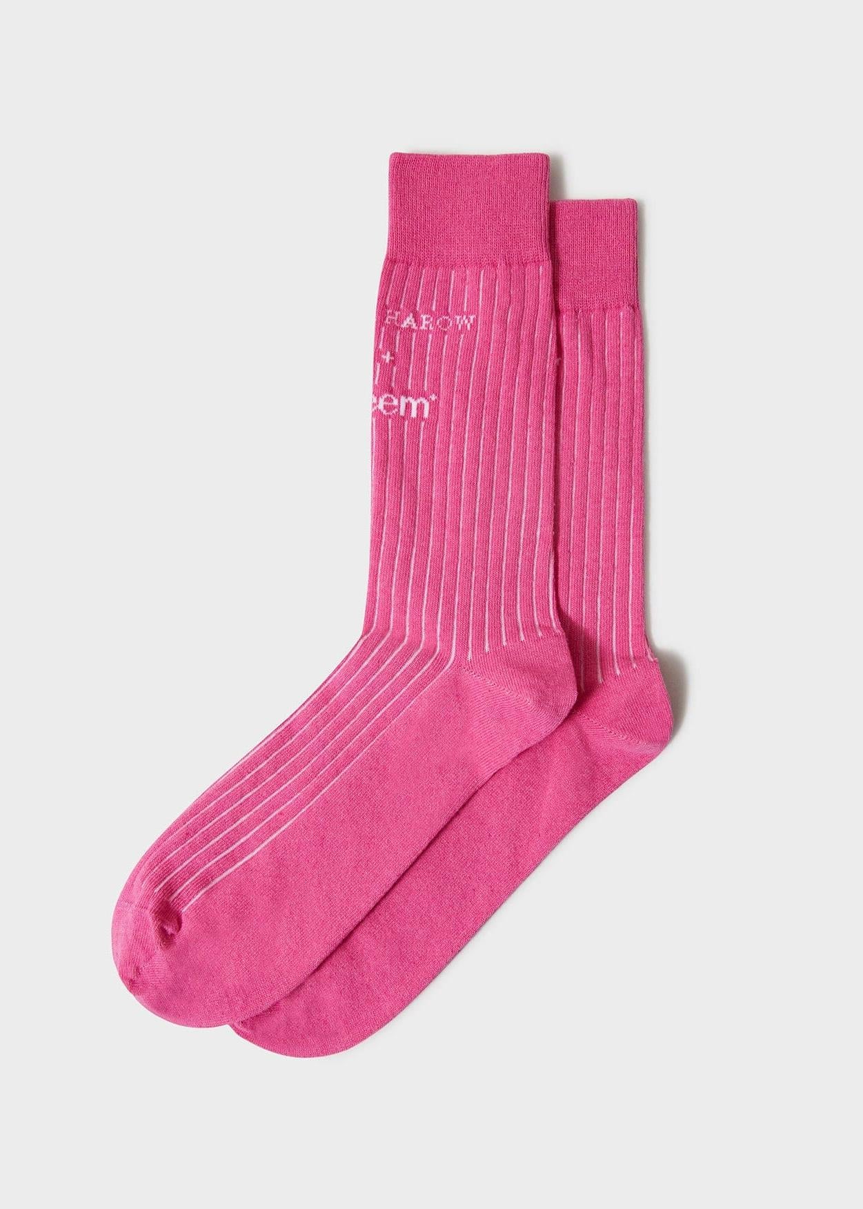 Recycled British Ribbed Cotton Bright Pink Men's Socks Accessories Neem London 
