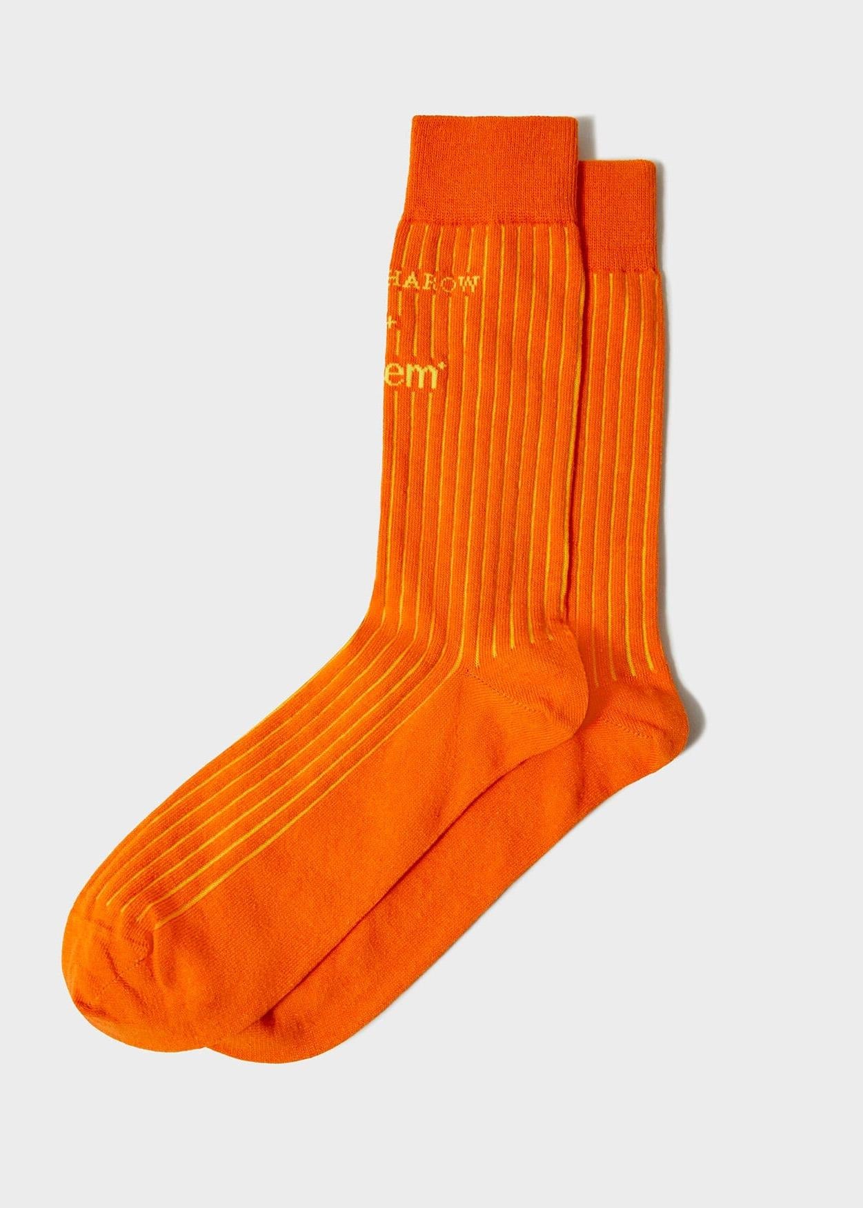 Recycled British Ribbed Cotton Orange Men's Socks Accessories Neem London 